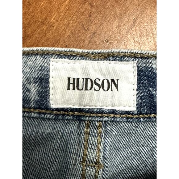 Hudson Kass Jean Shorts High Rise Fit Distressed Light Wash Blue Women's 25 NWT - Picture 10 of 12